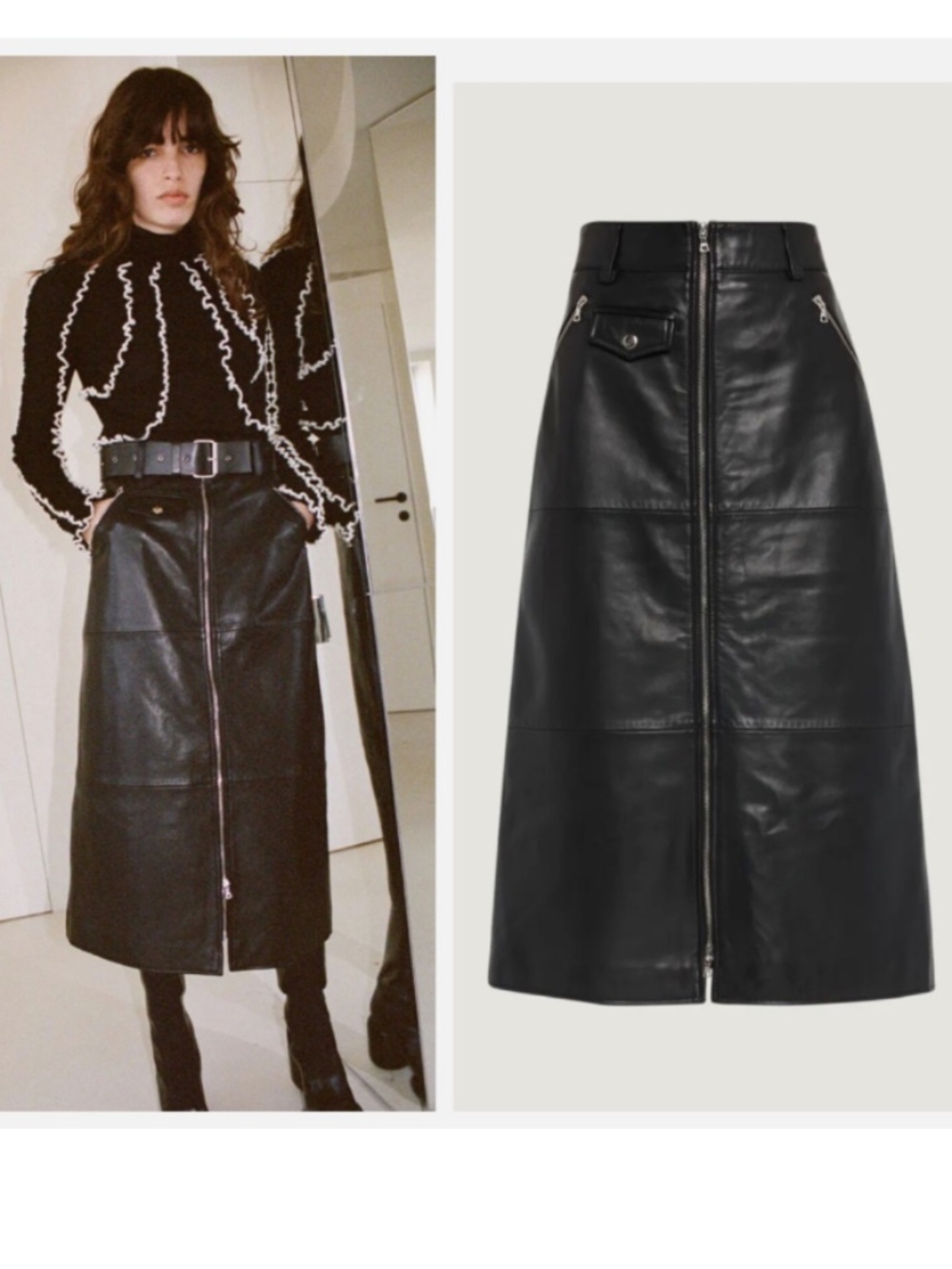 NWT Org.$695 Sea New York Lilia Lamb Leather Skirt US2